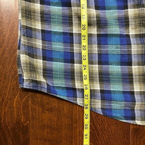 Members Only Vintage 80s Plaid Flannel Blue Grey Button Down Shirt Men's Large - Picture 6 of 7